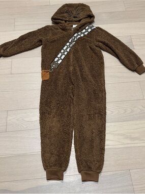 Disney Brown Plush Chewbacca One-Piece Hooded Bodysuit
